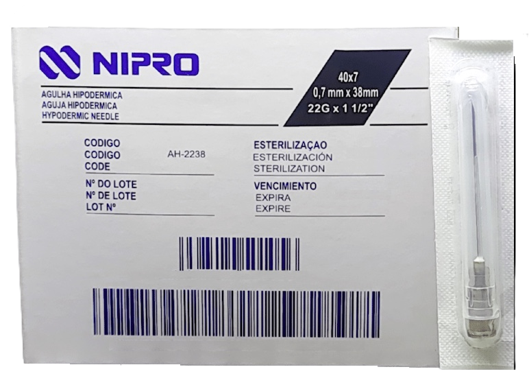 AGUJA HIPODERMICA N. 22 X 1 1/2 X 100 UND